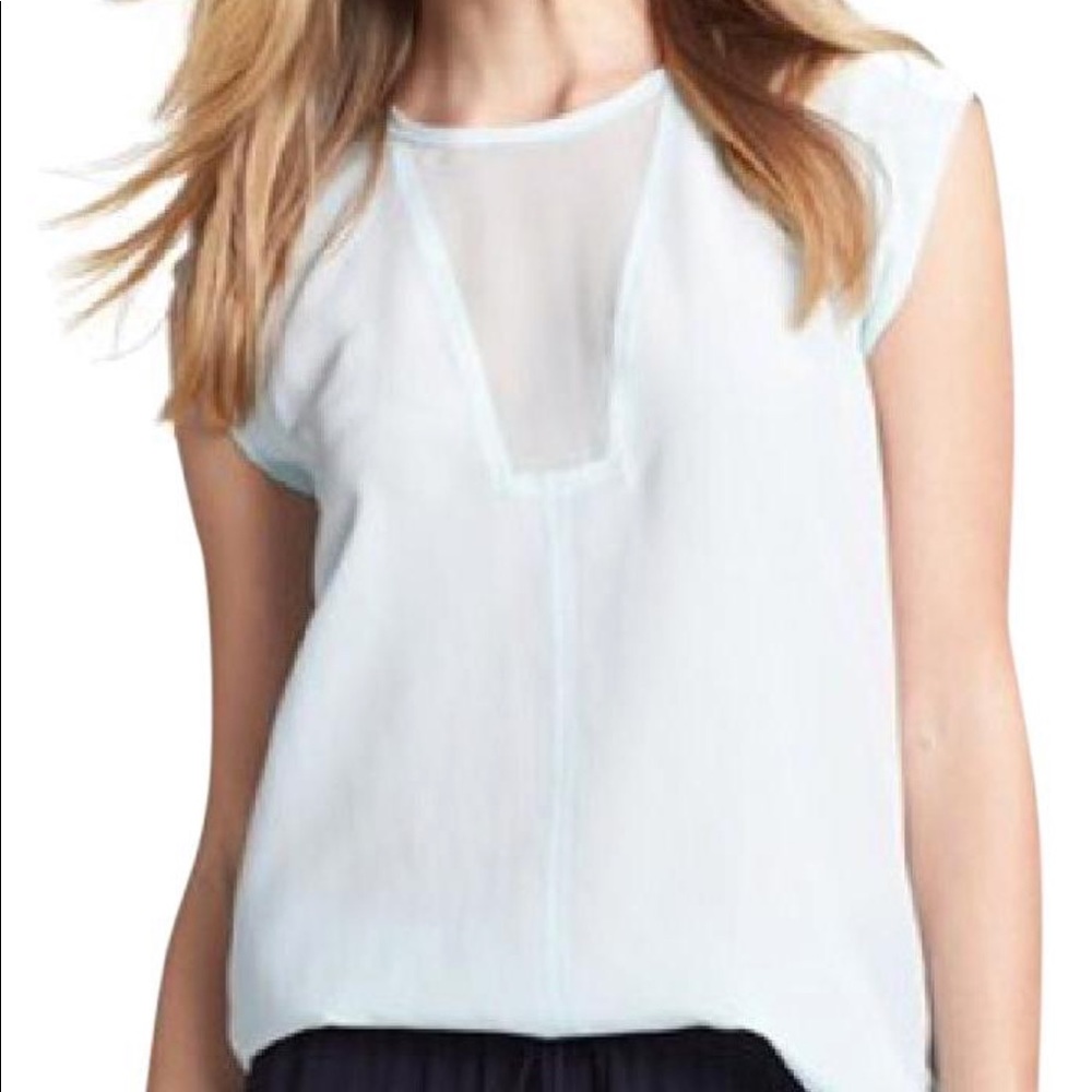 Rebecca Taylor 2 mint silk pieced top
